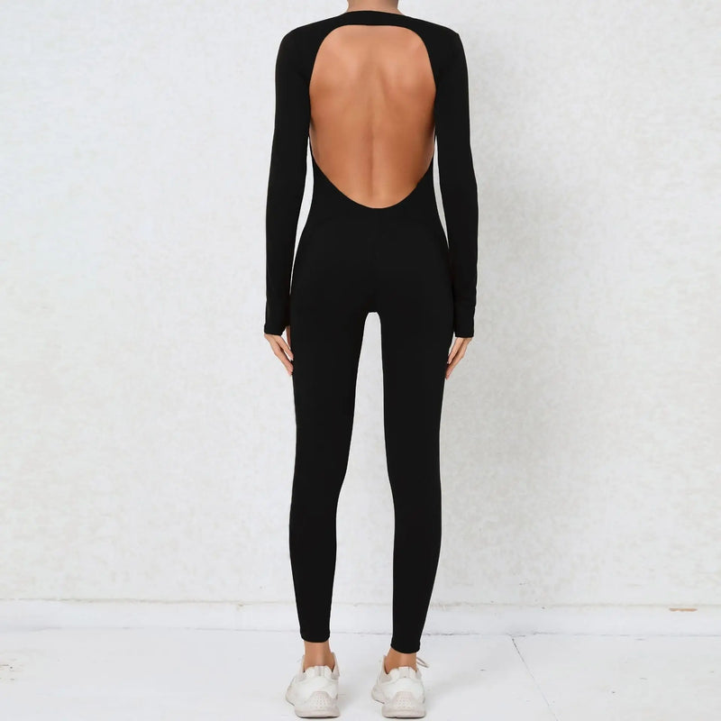 Backless Long-Sleeve One-Piece Jumpsuit