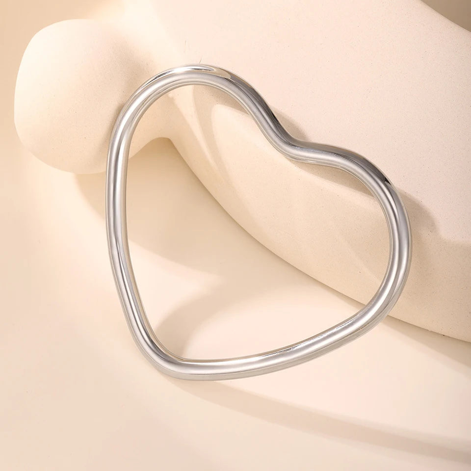 Organic Open Heart Bangle Bracelet