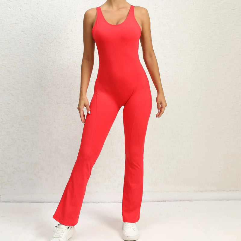Open Back Flared Leg Jumpsuit