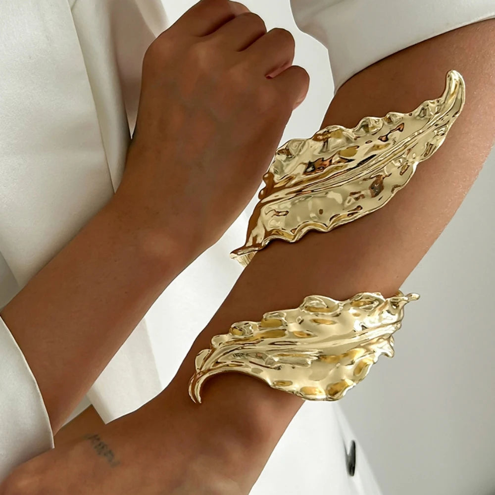Sculpted Leaf Cuff Bracelet