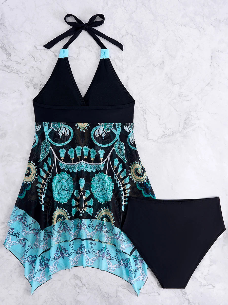 Boho Floral Print Swim Dress