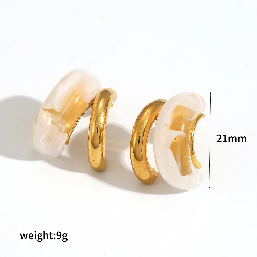 Resin & Gold Hoop Earrings