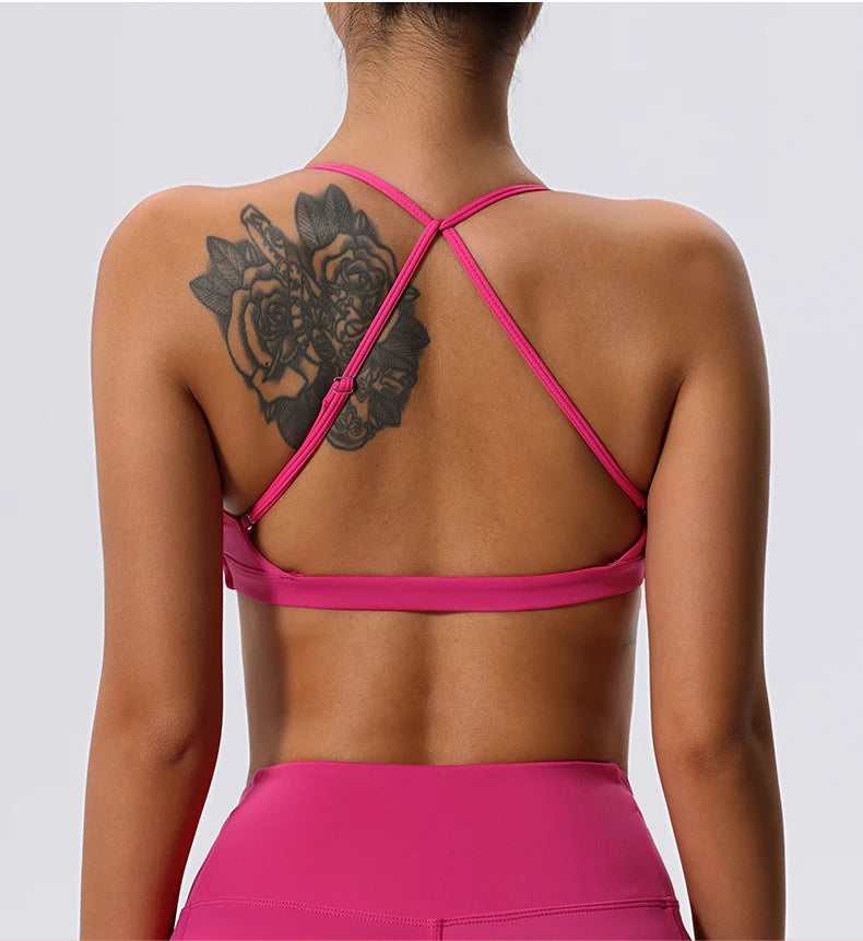 Twist-Front Halter Sports Bra