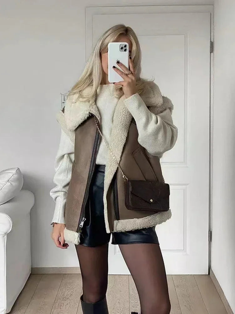 Faux Shearling Aviator Jacket