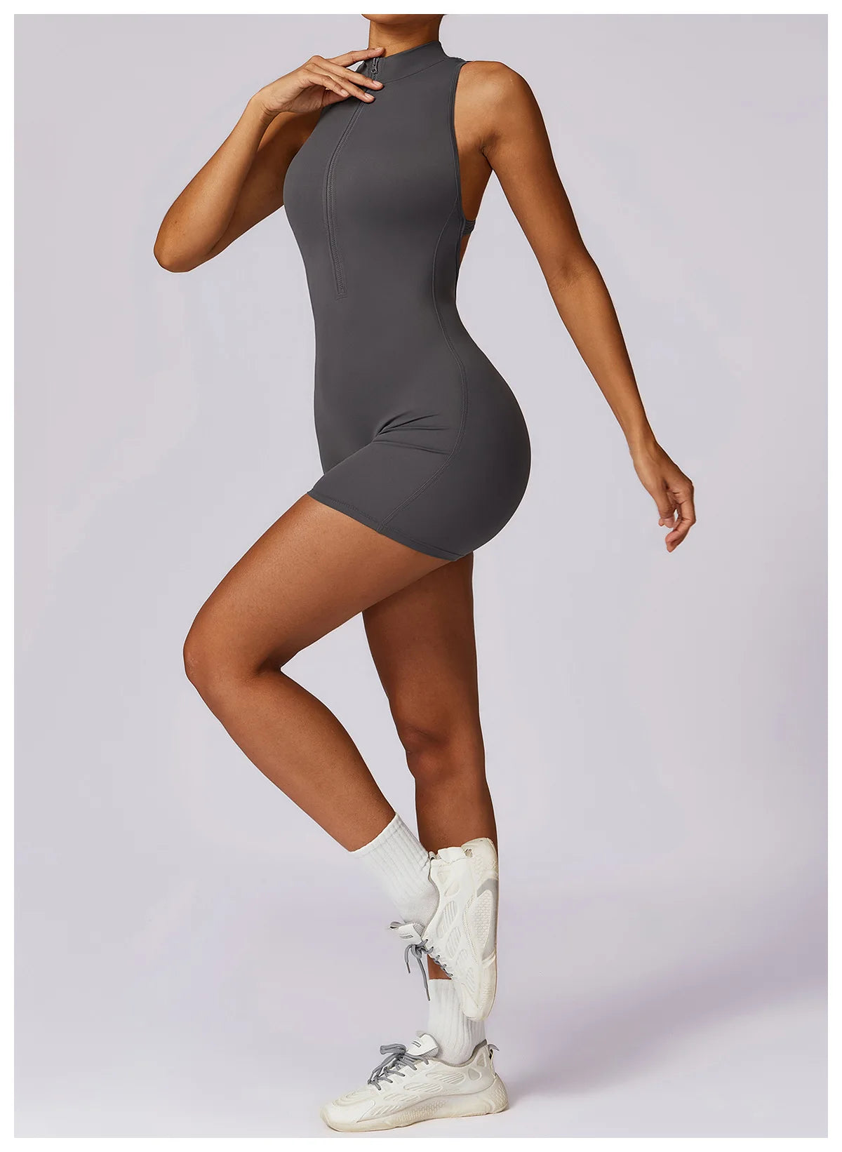 One Shoulder Biker Shorts Set