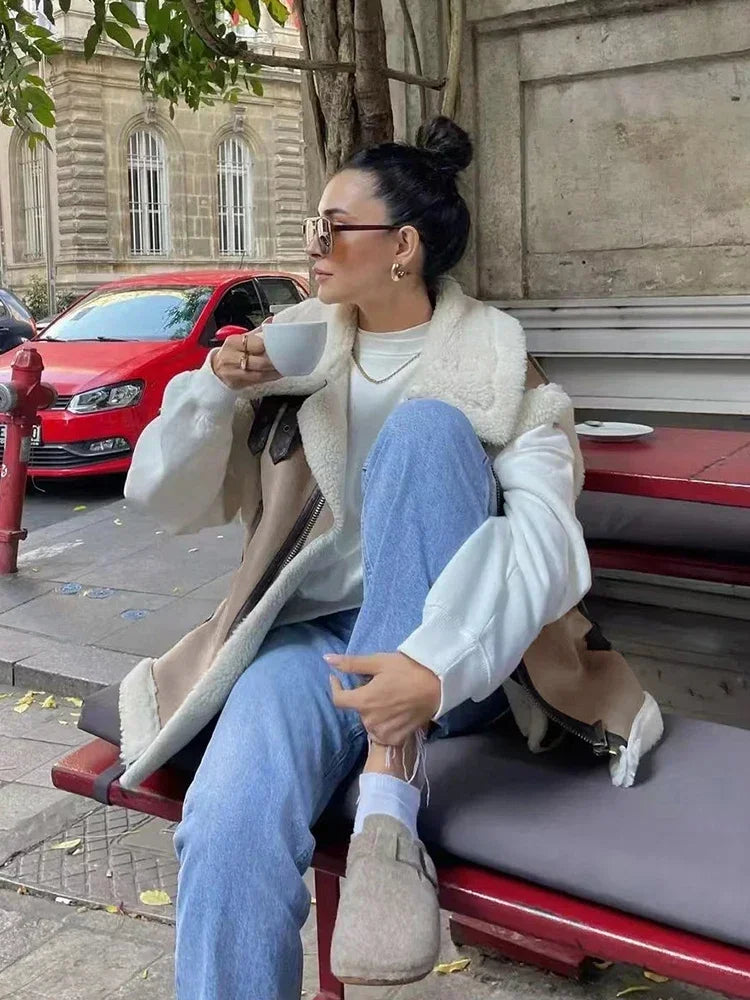 Faux Shearling Aviator Jacket