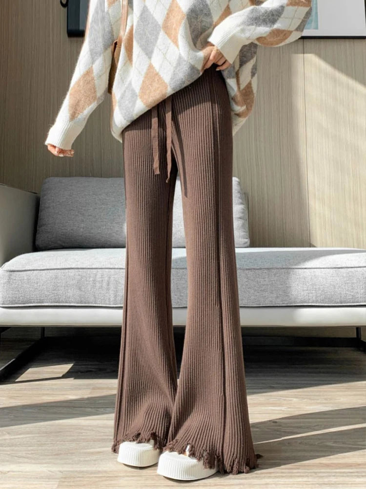 Ribbed Flare Knit Pants