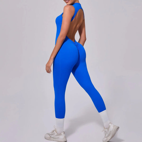 Open Back High Neck Athletic Jumpsuit