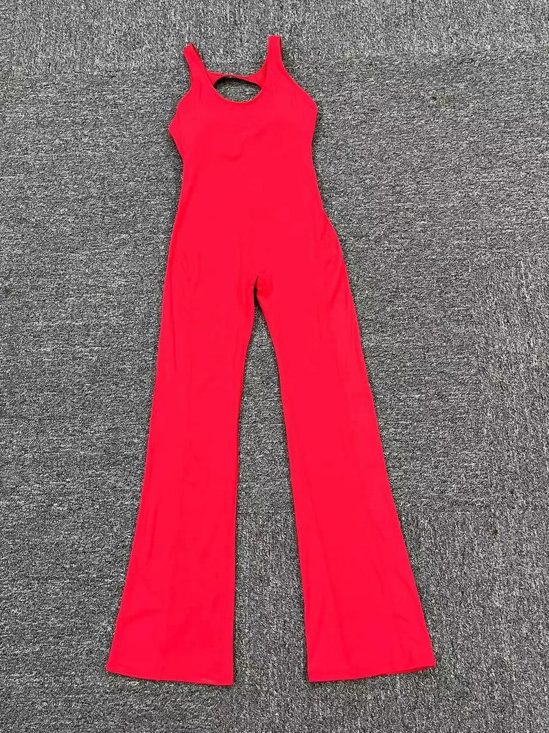 Open Back Flared Leg Jumpsuit
