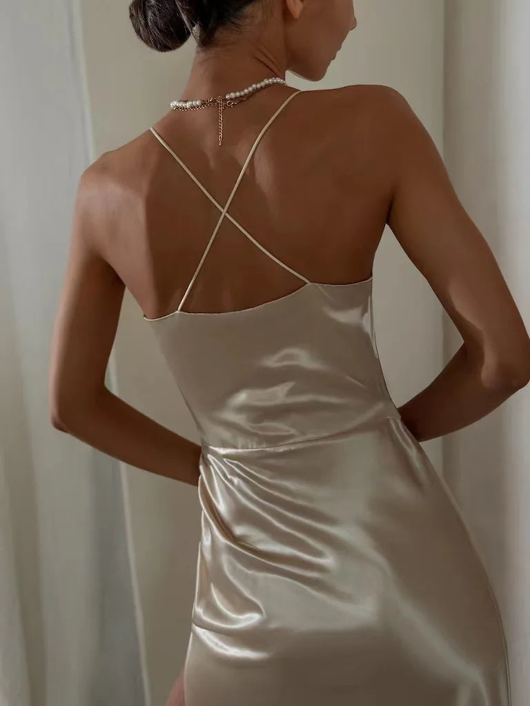 Luna Satin Drape Dress