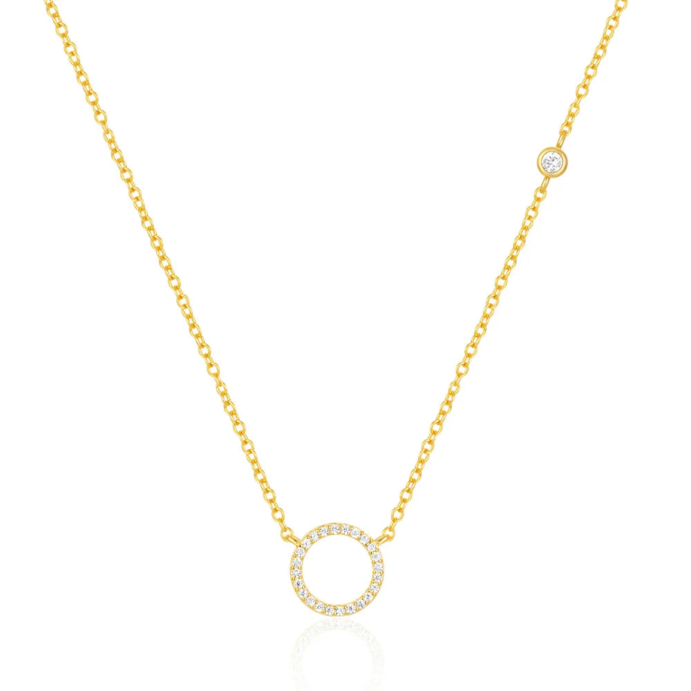 Dainty Circle Pavé Pendant Necklace