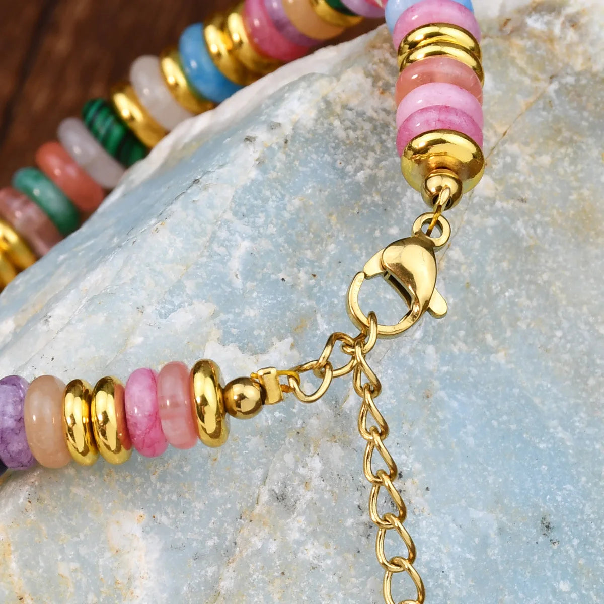 Multicolor Beaded Bracelet with Gold Accents