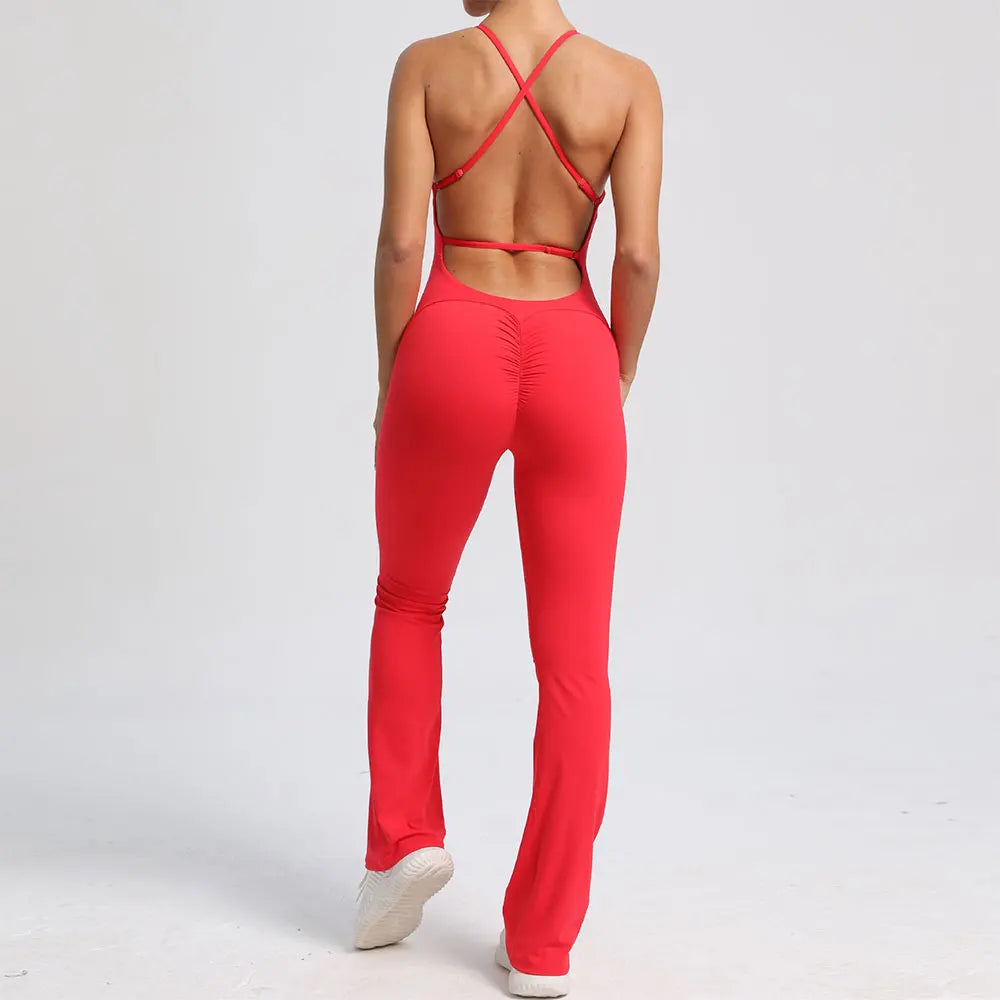 Navy Flared Workout Jumpsuit