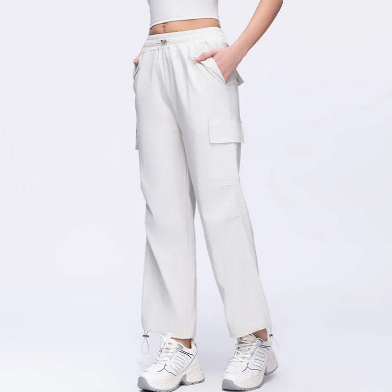 High-Waisted Drawstring Cargo Pants