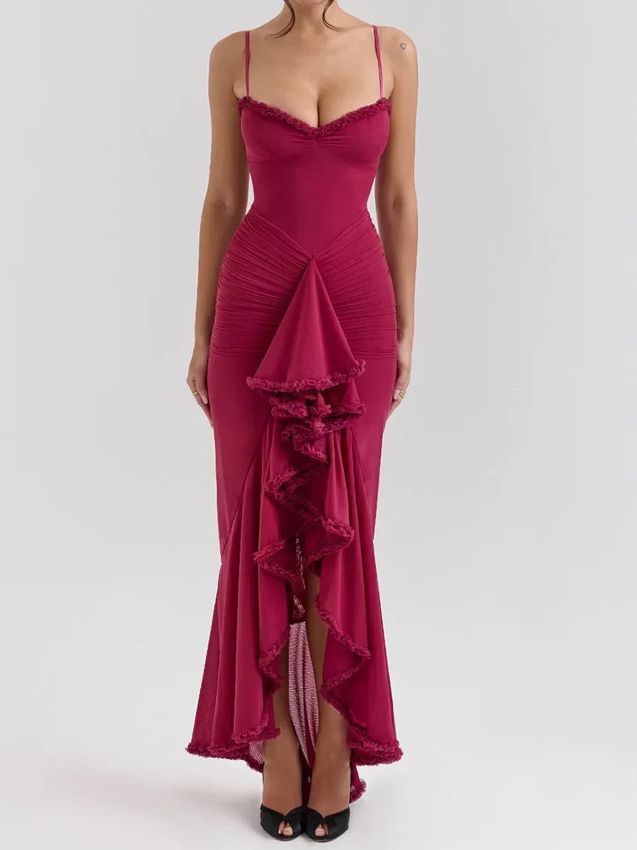 Ruched Spaghetti Strap Maxi Dress