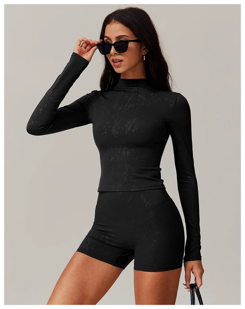 Long Sleeve Seamless Mock Neck Crop Top