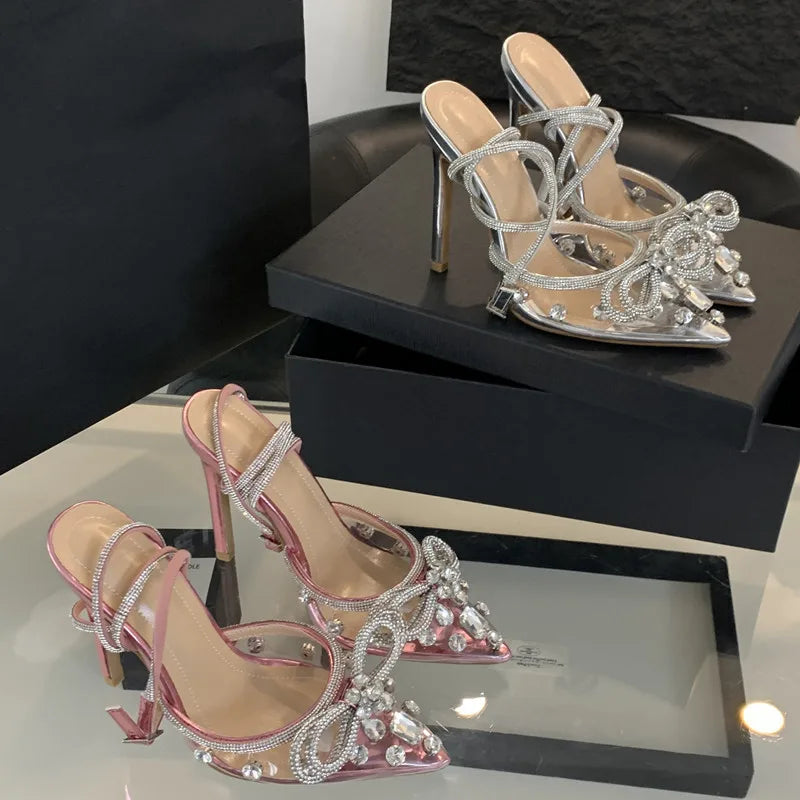 Rhinestone Bow Stiletto Heels