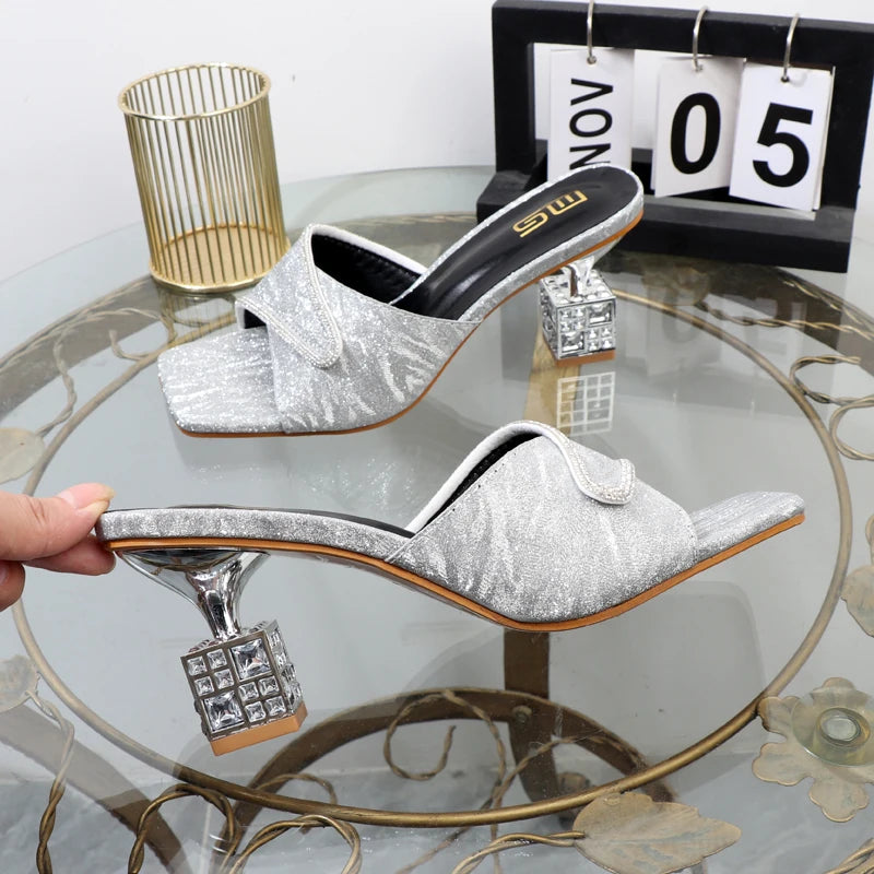 Embellished Block Heel Mules