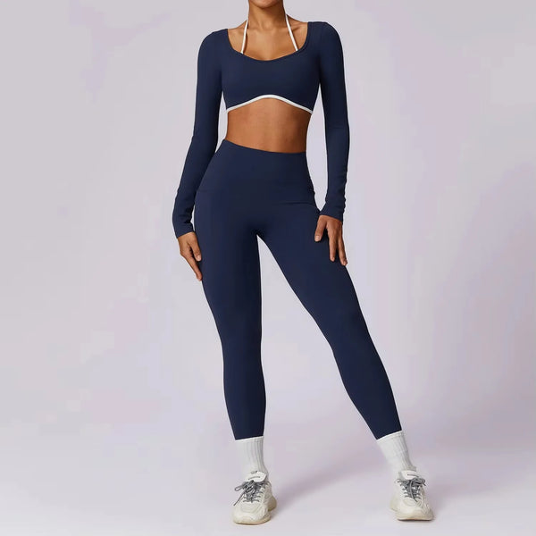 Square Neck Long Sleeve Leggings Set