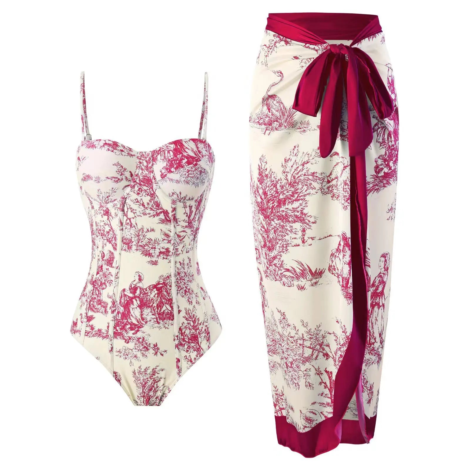 Printed Spaghetti Strap Bodysuit