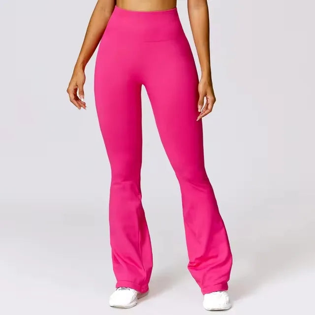 Ribbed Waist Flared Leggings