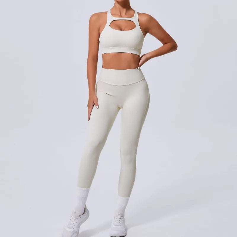 Cutout Sports Bra & High-Waist Pocket Leggings Set