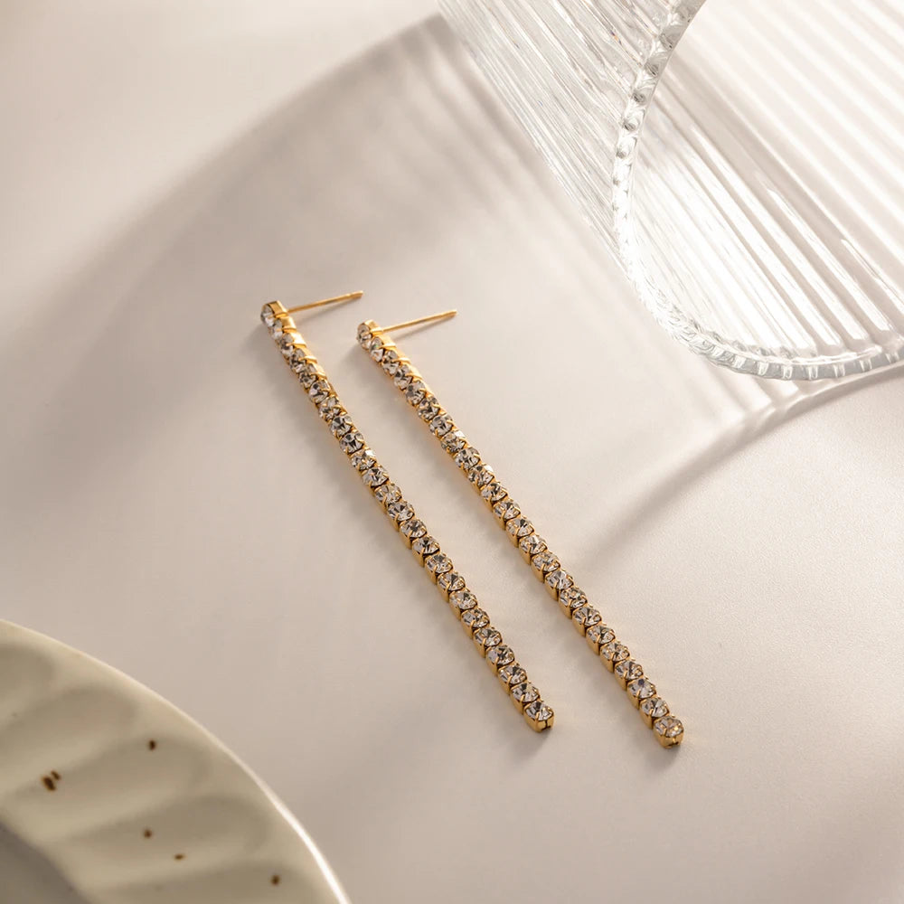 Crystal Bar Drop Earrings