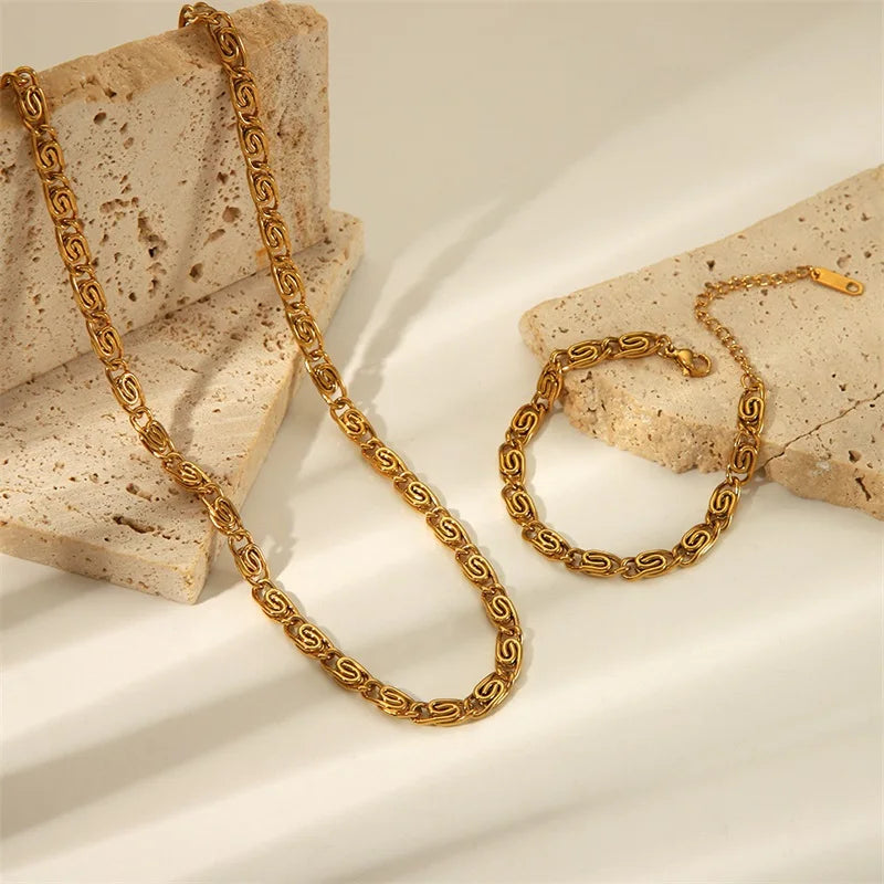 Bold Link Chain Necklace & Bracelet Set