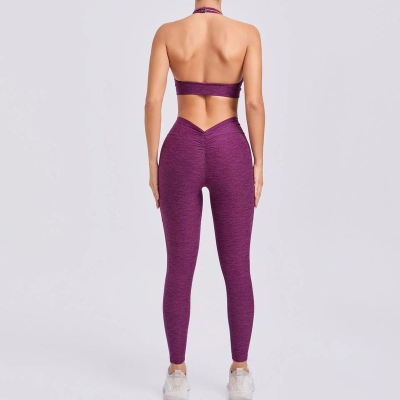 Halter Bra & Pocket Leggings Workout Set