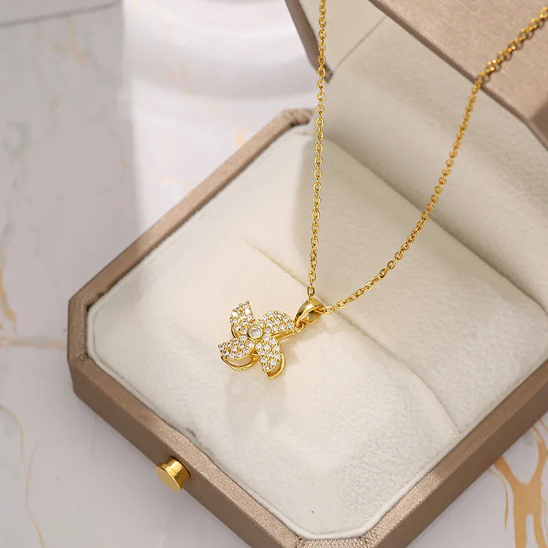 Crystal Flower Pendant Necklace