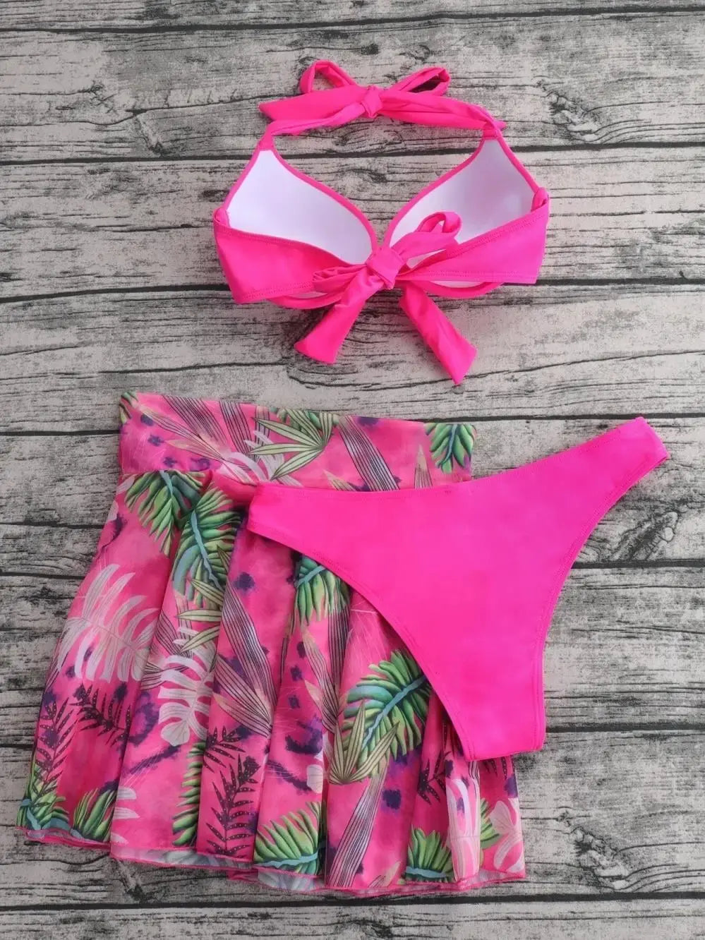 Tie-Front Bikini & Mini Skirt Set