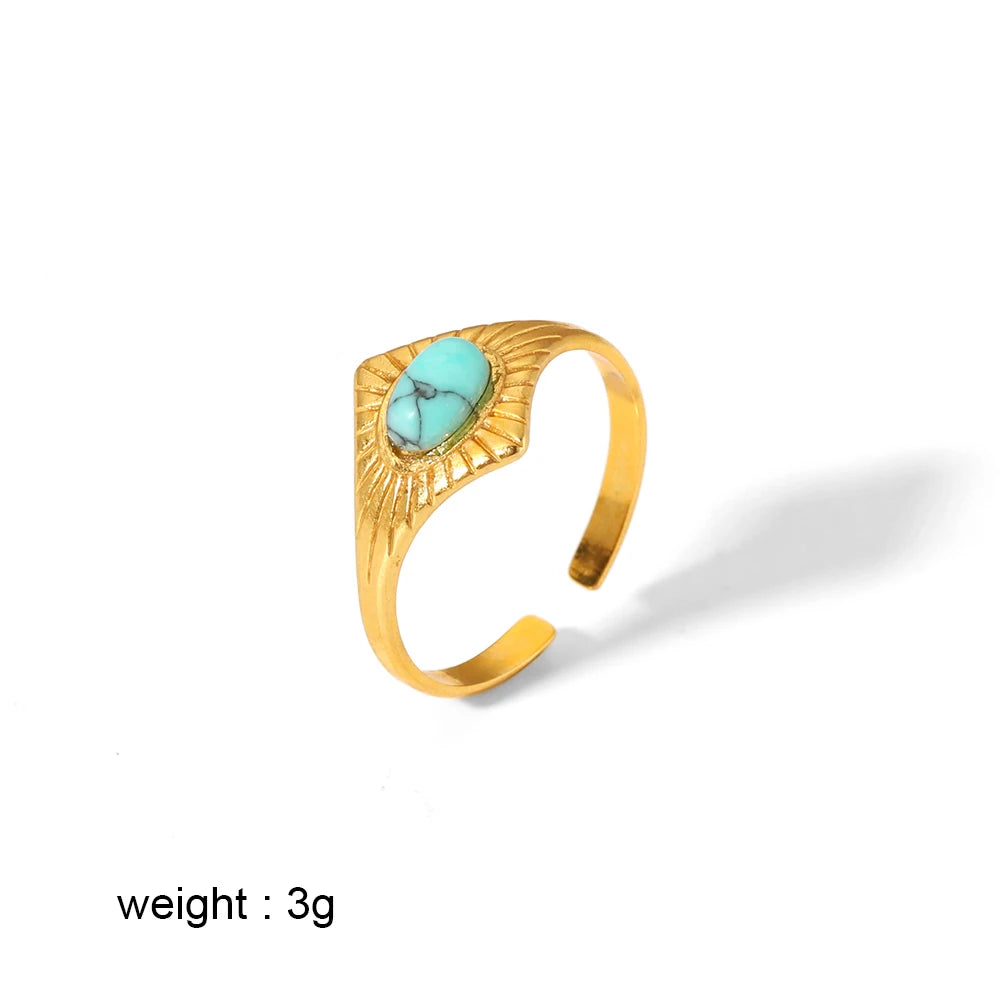Boho Turquoise Ring Set