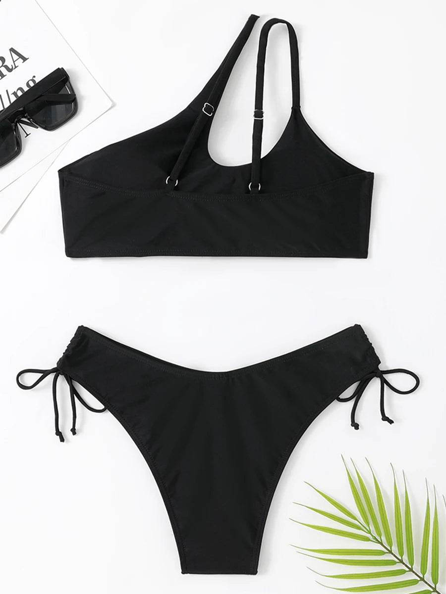 Asymmetrical Cutout Bikini Set