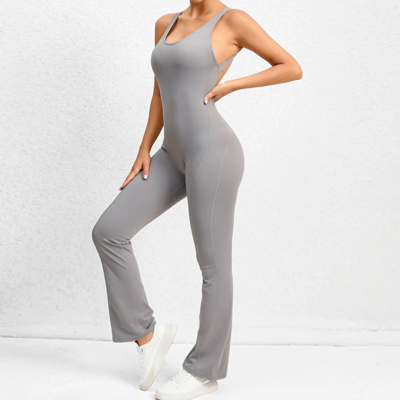 Open Back Flared Leg Jumpsuit