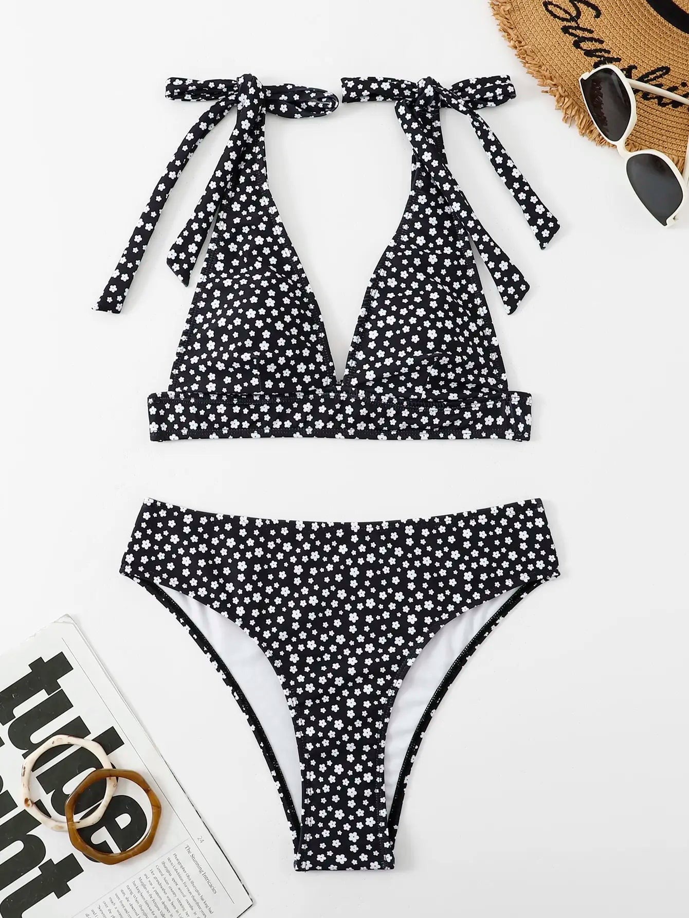 Floral High-Waist Bikini Set