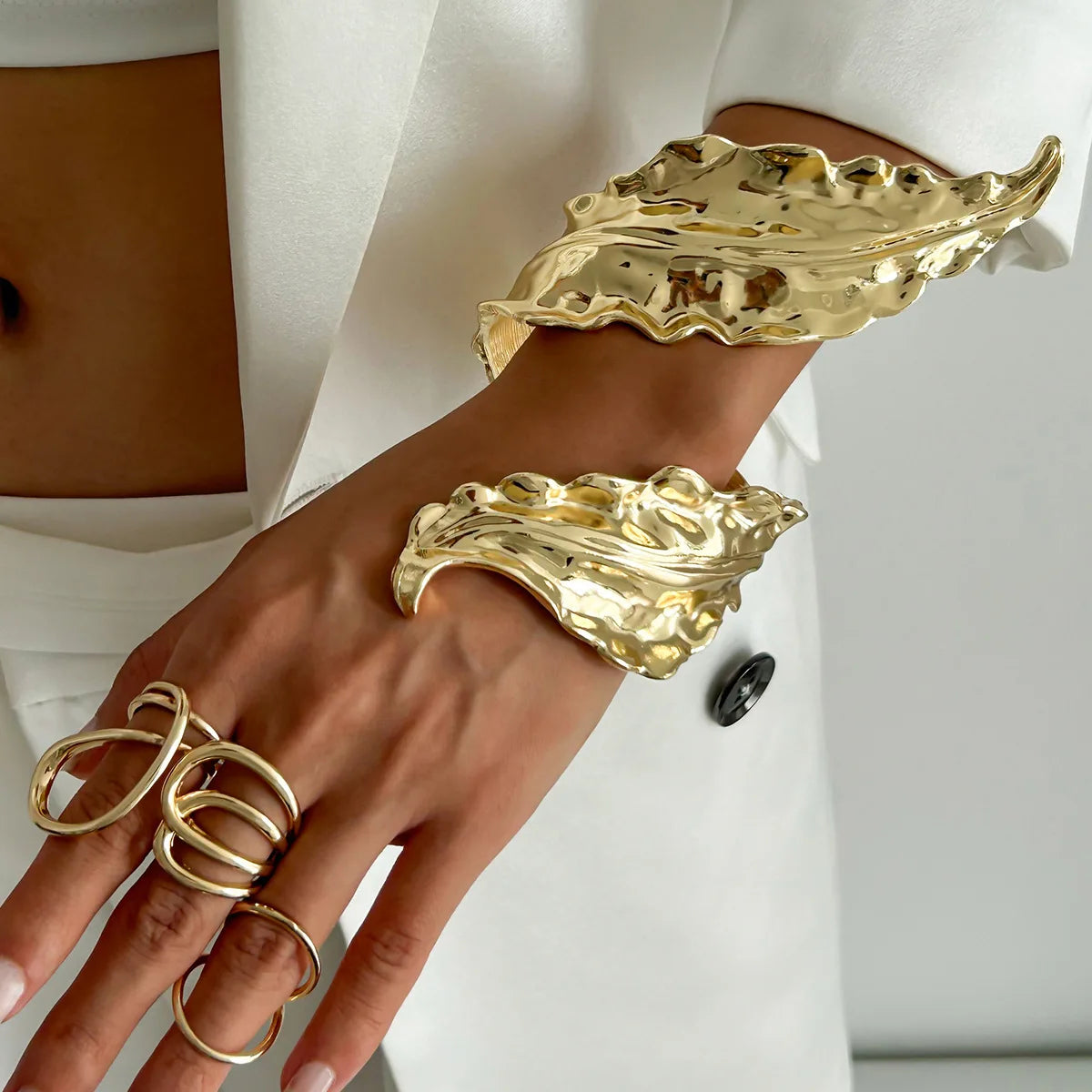 Sculpted Leaf Cuff Bracelet