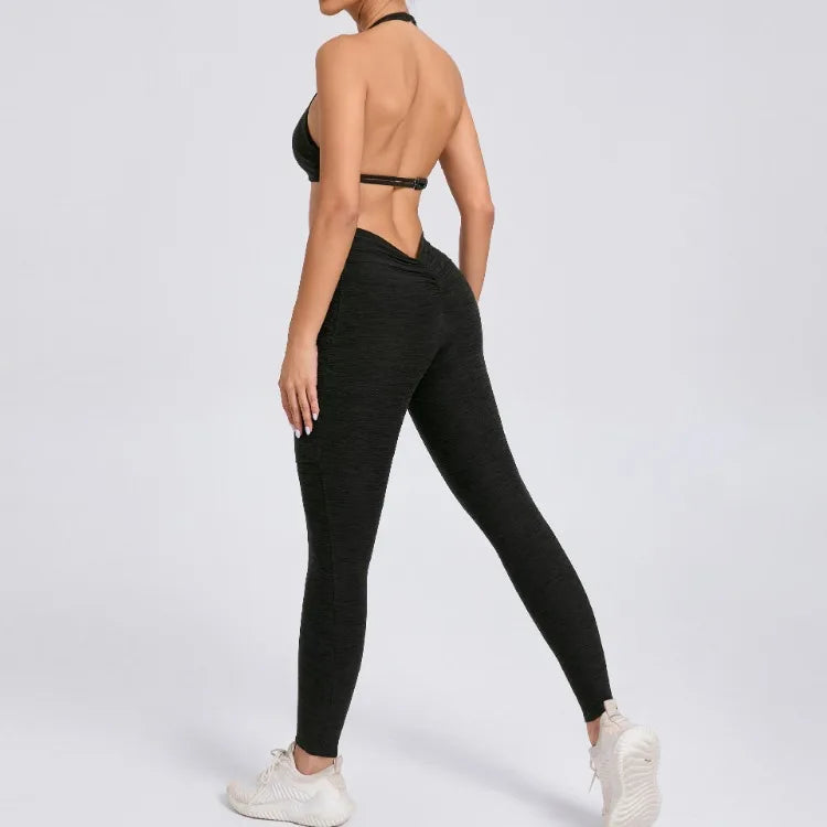 Halter & Ruched Leggings Workout Set