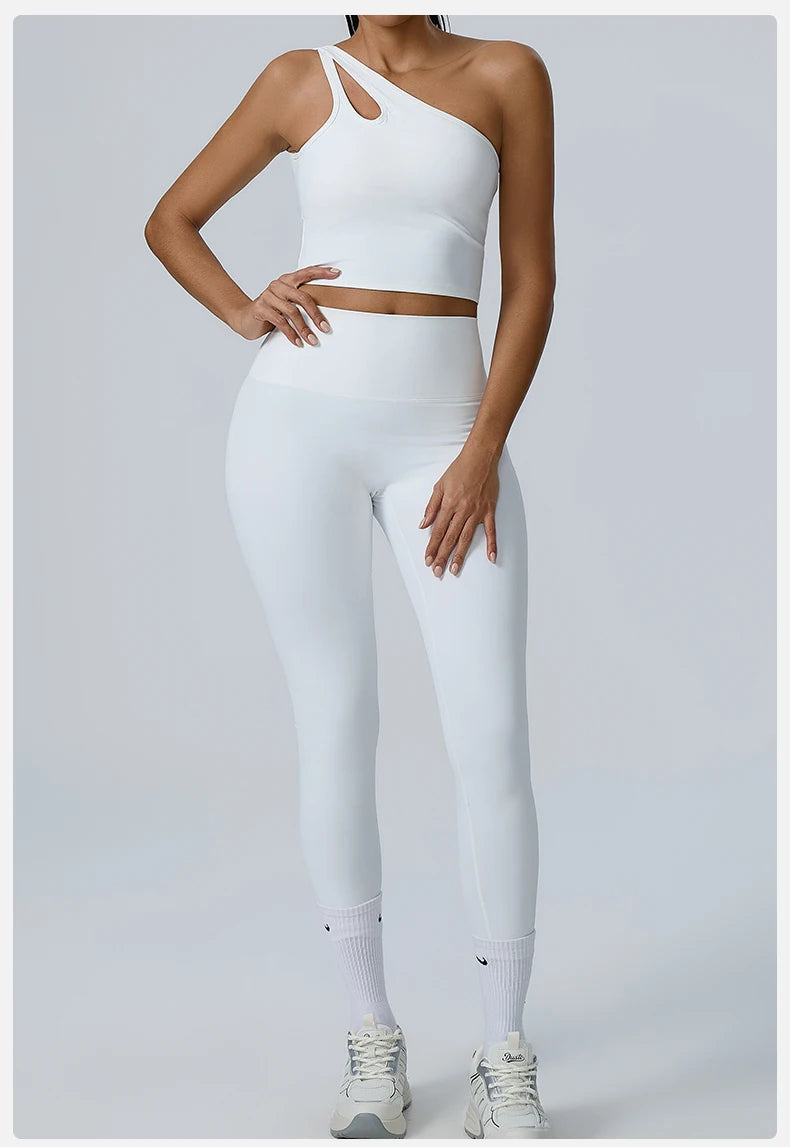 One-Shoulder Cutout Crop Top & High-Waist Leggings Set