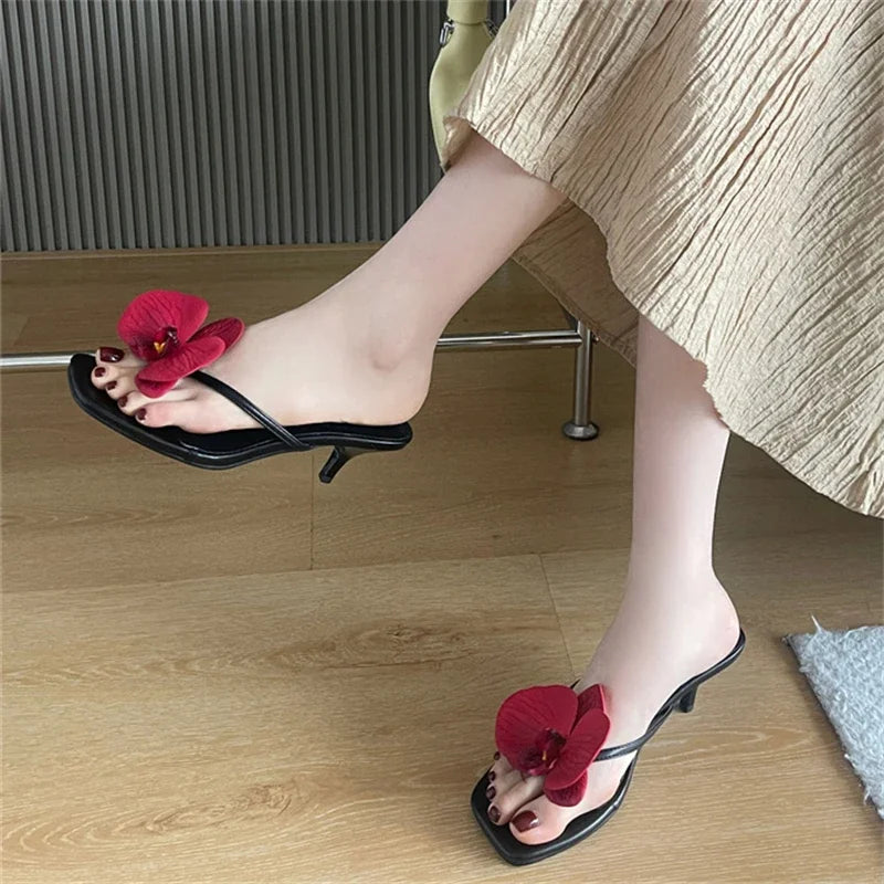 Orchid Accent Slip-On Sandals