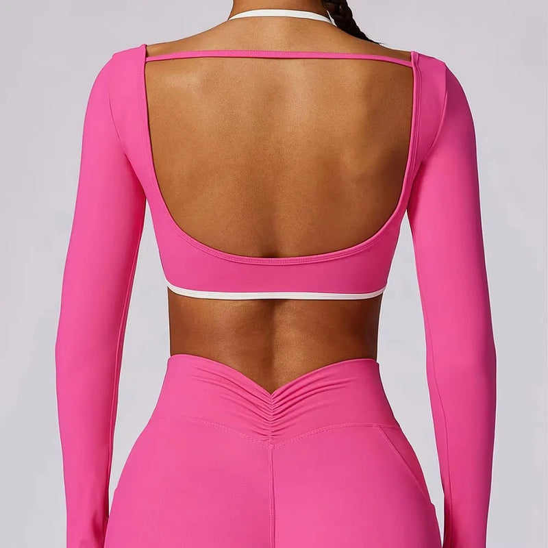 Square Neck Long Sleeve Workout Top