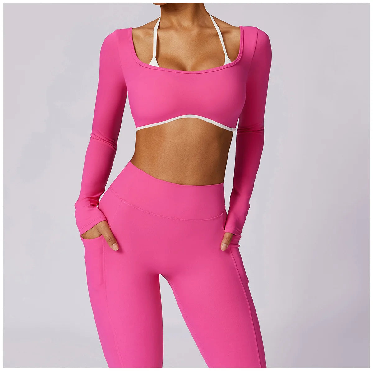Square Neck Long Sleeve Leggings Set