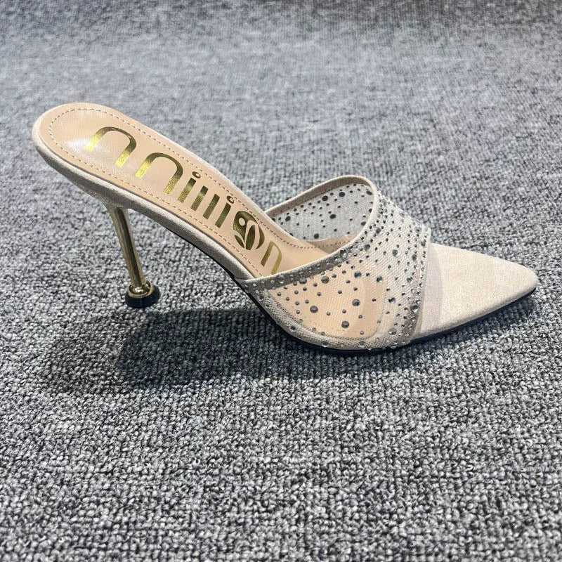 Mesh Rhinestone Stiletto Heels