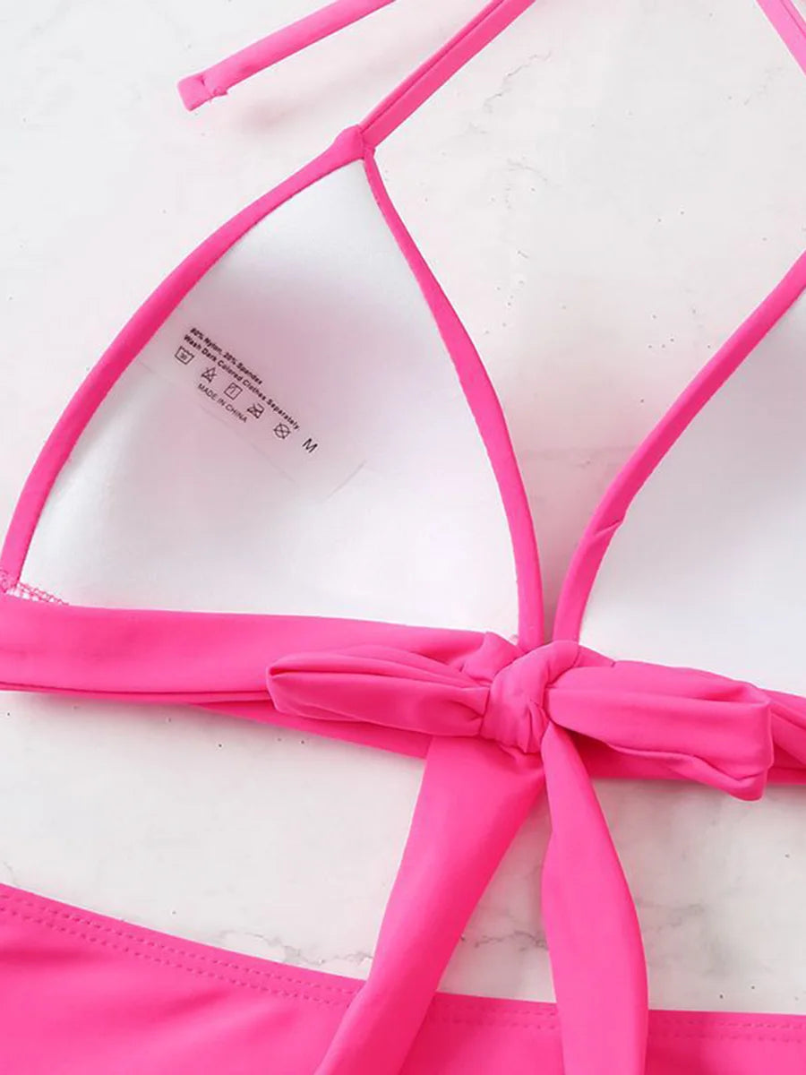 Ring Halter Bikini Set with Sarong
