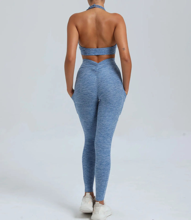 Halter Bra & Pocket Leggings Workout Set