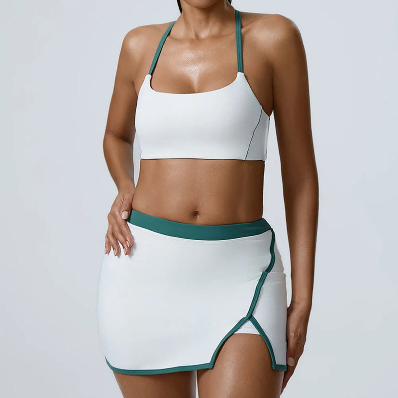 Split-Front Athletic Skirt Set