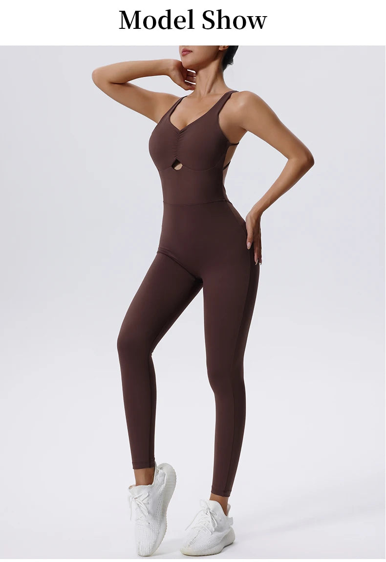 Zipper One-Piece Sportswear for Workout & Yoga
