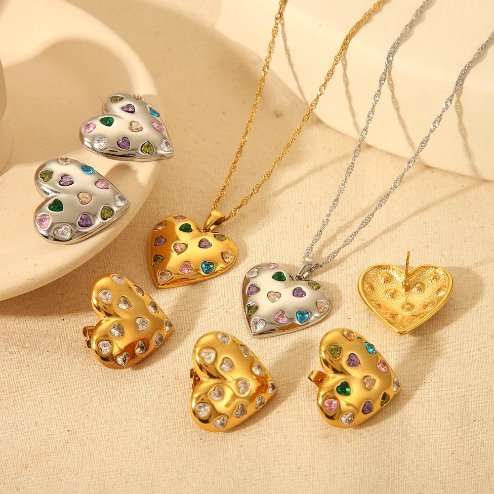 Crystal Heart Confetti Pendant Necklace