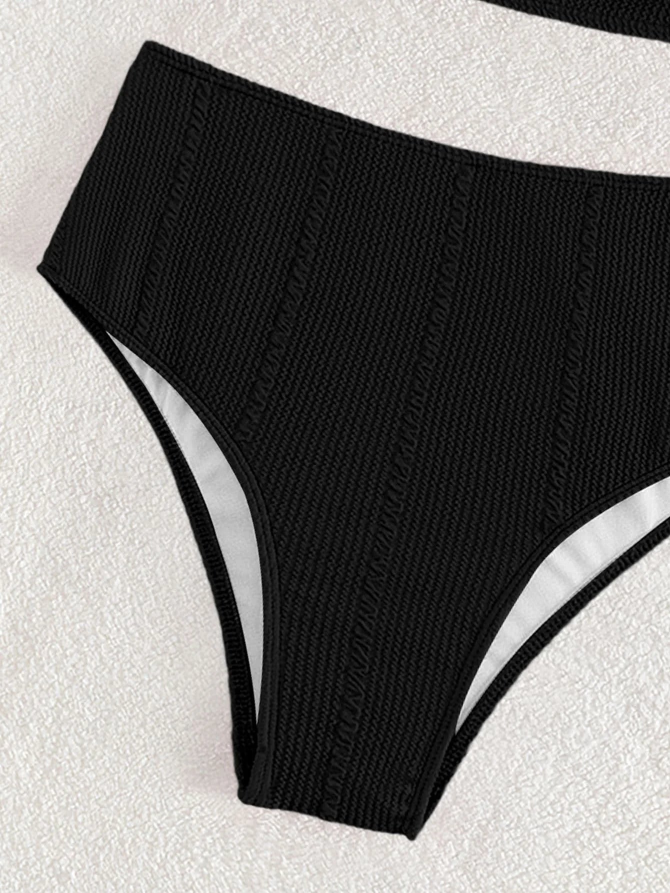 Textured High Waist Bikini Set