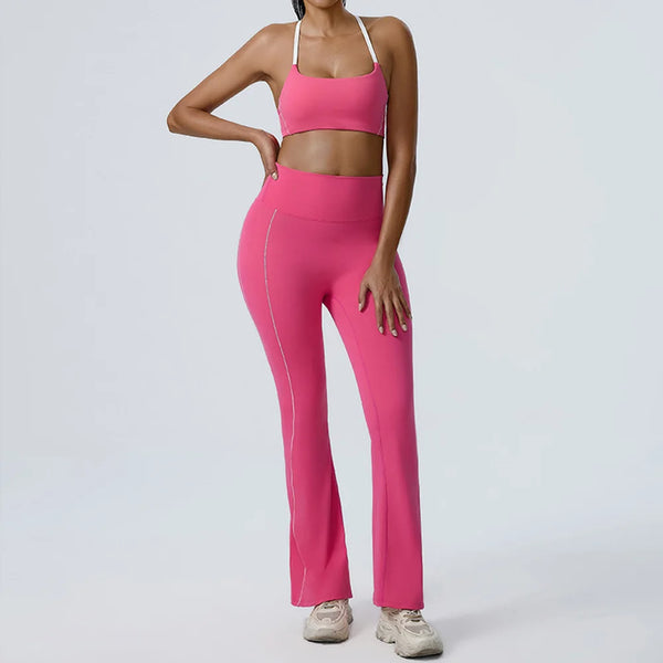 Piped Flared Leggings Workout Set