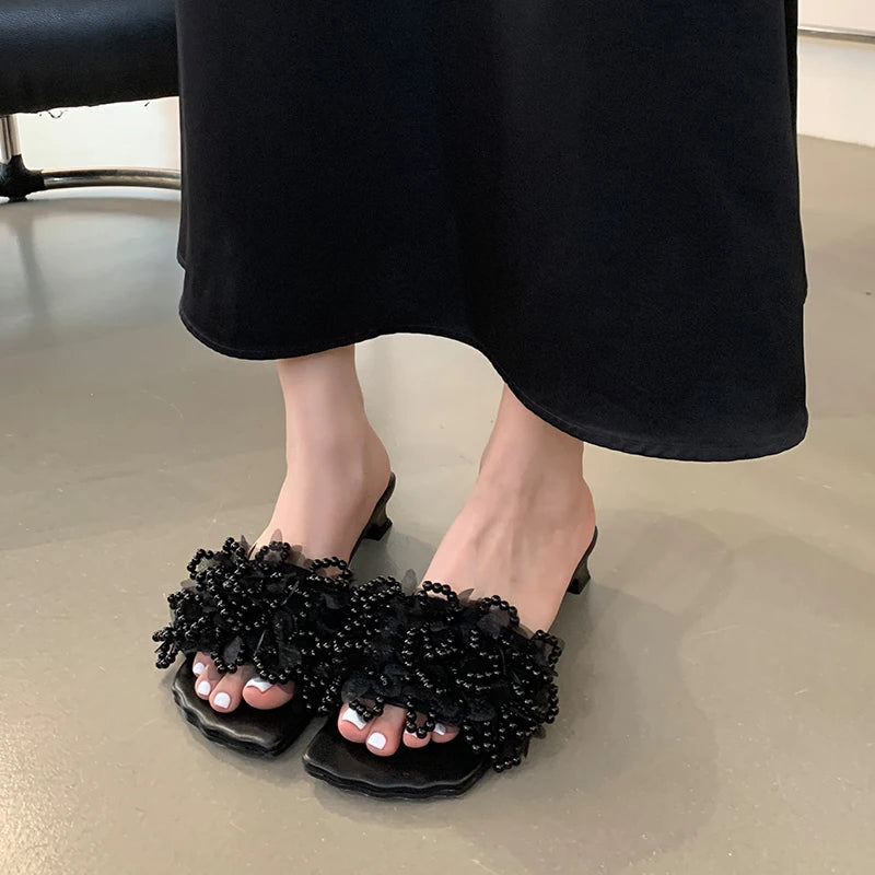 Pearl Bloom Heeled Sandals